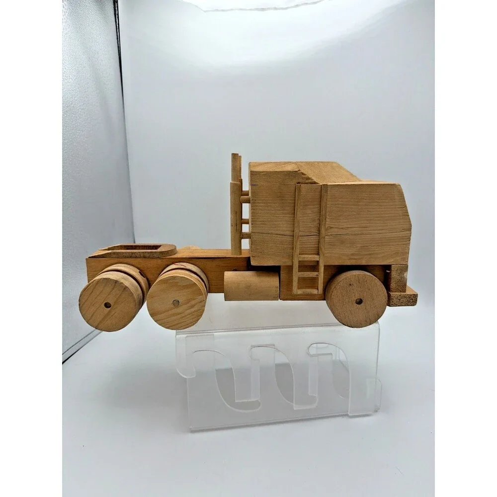 Handmade Wooden Toy Truck Vintage Rustic Folk Art Wood‎ Vehicle Decor